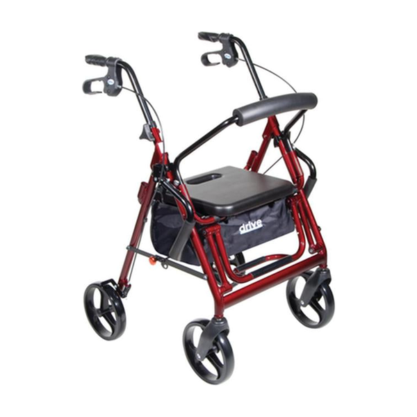 EA/1 DUET DUAL FUNCTION TRANSPORT WHEELCHAIR ROLLATOR ROLLING WALKER, BURGUNDY * Drive Medical item surcharge included in sell