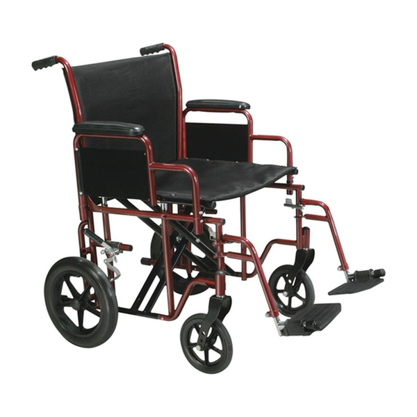 EA/1 BARIATRIC HEAVY DUTY TRANSPORT WHEELCHAIR WITH SWING AWAY FOOTREST, 22" SEAT, RED * Drive Medical item surcharge included in sell