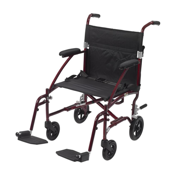 EA/1 FLY LITE ULTRA LIGHTWEIGHT TRANSPORT WHEELCHAIR, BURGUNDY * Drive Medical item surcharge included in sell