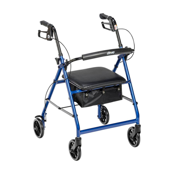 EA/1 ROLLATOR ROLLING WALKER WITH 6" WHEELS, FOLD UP REMOVABLE BACK SUPPORT AND PADDED SEAT, BLUE * Drive Medical item surcharge included in sell