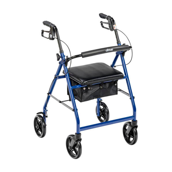 EA/1 ALUMINUM ROLLATOR ROLLING WALKER WITH FOLD UP AND REMOVABLE BACK SUPPORT AND PADDED SEAT, BLUE * Drive Medical item surcharge included in sell