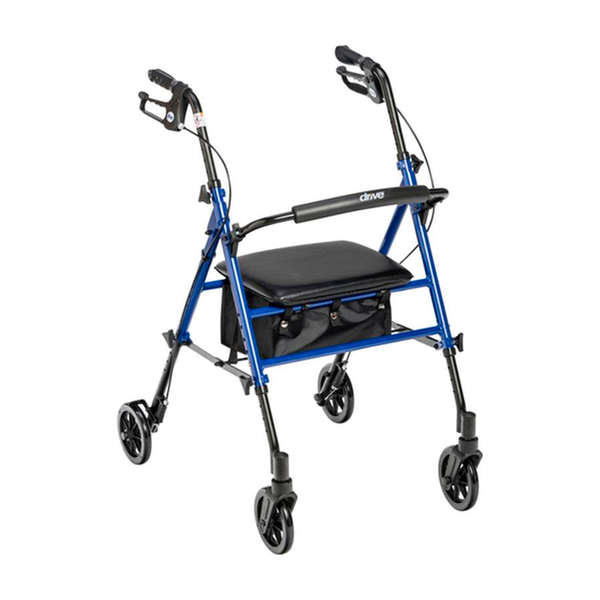 EA/1 ADJUSTABLE HEIGHT ROLLATOR ROLLING WALKER WITH 6" WHEELS, BLUE * Drive Medical item surcharge included in sell