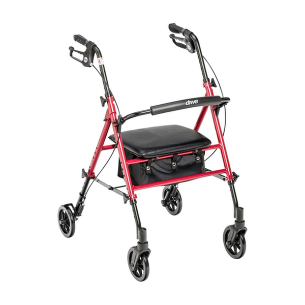EA/1 ADJUSTABLE HEIGHT ROLLATOR ROLLING WALKER WITH 6" WHEELS, RED * Drive Medical item surcharge included in sell