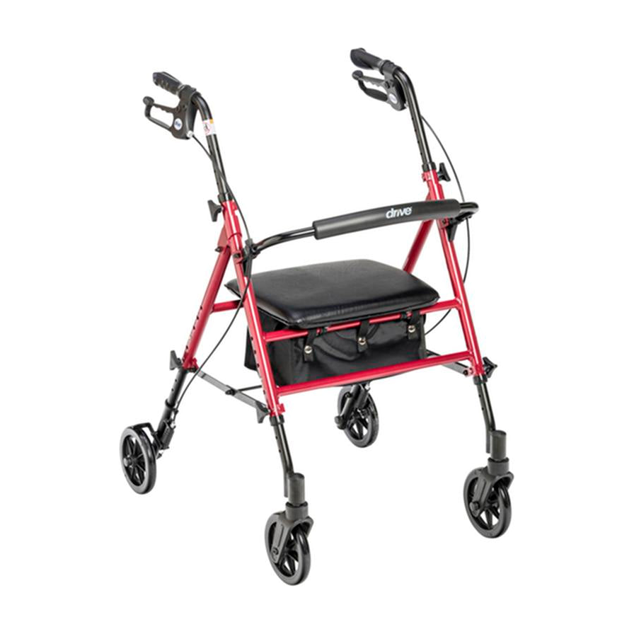 EA/1 ADJUSTABLE HEIGHT ROLLATOR ROLLING WALKER WITH 6" WHEELS, RED * Drive Medical item surcharge included in sell