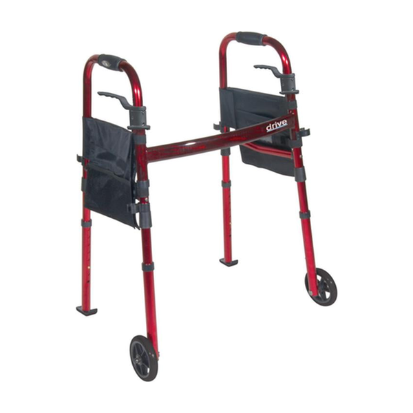 EA/1 DELUXE FOLDING TRAVEL WALKER WITH 5" WHEELS AND READ GLIDE SKIS WITH FOLD UP LEGS * Drive Medical item surcharge included in sell