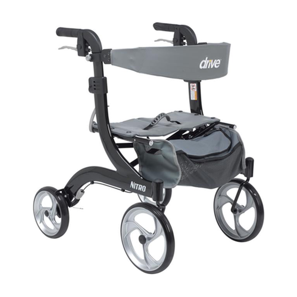 EA/1 NITRO EURO STYLE ROLLATOR ROLLING WALKER, HEMI HEIGHT, BLACK * Drive Medical item surcharge included in sell