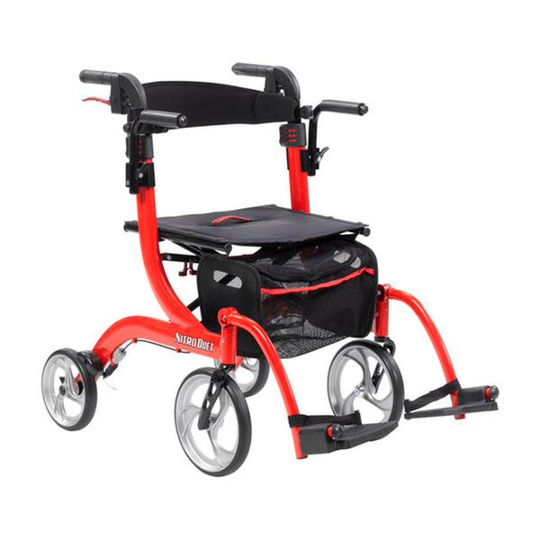 EA/1 NITRO DUET DUAL FUNCTION TRANSPORT WHEELCHAIR AND ROLLATOR ROLLING WALKER, RED * Drive Medical item surcharge included in sell