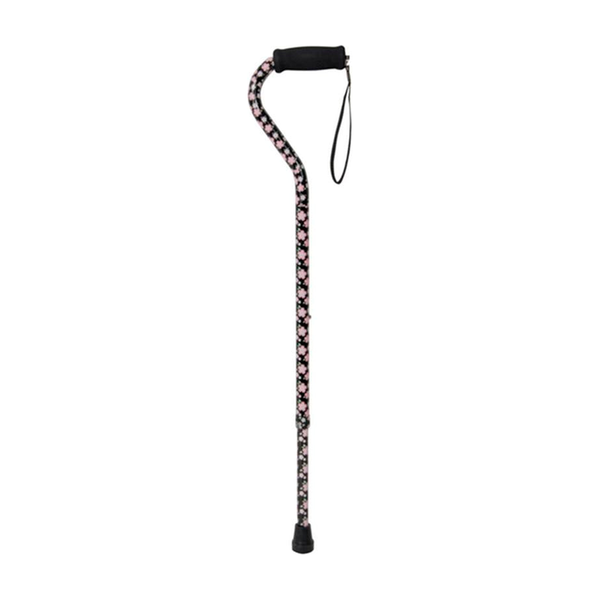 EA/1 FOAM GRIP OFFSET HANDLE WALKING CANE, PINK FLORAL * Drive Medical item surcharge included in sell