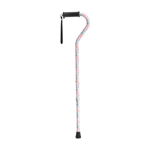EA/1 ADJUSTABLE HEIGHT OFFSET HANDLE CANE WITH GEL HAND GRIP, FLORAL * Drive Medical item surcharge included in sell