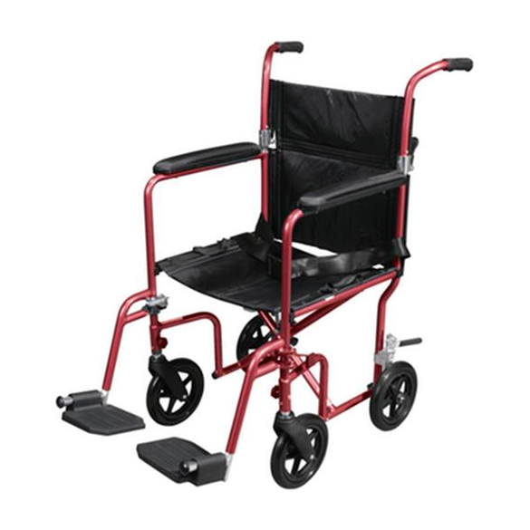 EA/1 FLYWEIGHT LIGHTWEIGHT TRANSPORT WHEELCHAIR WITH REMOVABLE WHEELS, RED * Drive Medical item surcharge included in sell
