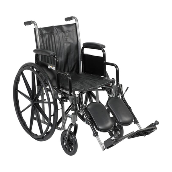 EA/1 SILVER SPORT 2 WHEELCHAIR, DETACHABLE DESK ARMS, ELEVATING LEG RESTS, 16" SEAT * Drive Medical item surcharge included in sell