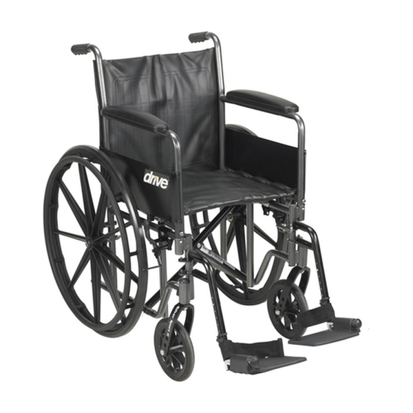 EA/1 SILVER SPORT 2 WHEELCHAIR, DETACHABLE FULL ARMS, SWING AWAY FOOTRESTS, 16" SEAT * Drive Medical item surcharge included in sell