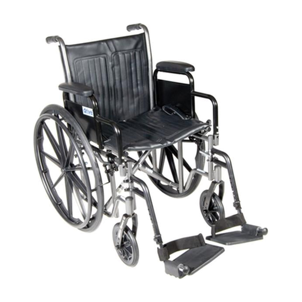 EA/1 SILVER SPORT 2 WHEELCHAIR, DETACHABLE DESK ARMS, SWING AWAY FOOTRESTS, 18" SEAT * Drive Medical item surcharge included in sell