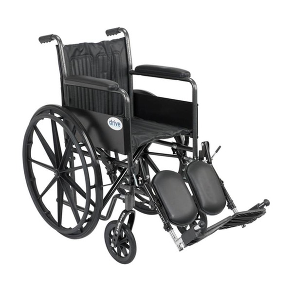 EA/1 SILVER SPORT 2 WHEELCHAIR, NON REMOVABLE FIXED ARMS, ELEVATING LEG RESTS, 18" SEAT * Drive Medical item surcharge included in sell