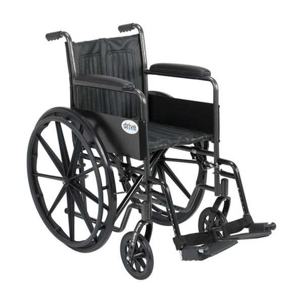 EA/1 SILVER SPORT 2 WHEELCHAIR, NON REMOVABLE FIXED ARMS, SWING AWAY FOOTRESTS, 18" SEAT * Drive Medical item surcharge included in sell