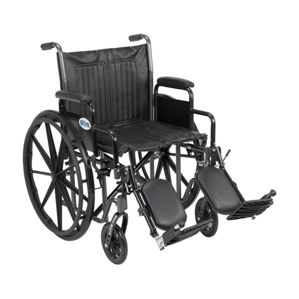 EA/1 SILVER SPORT 2 WHEELCHAIR, DETACHABLE DESK ARMS, ELEVATING LEG RESTS, 20" SEAT * Drive Medical item surcharge included in sell