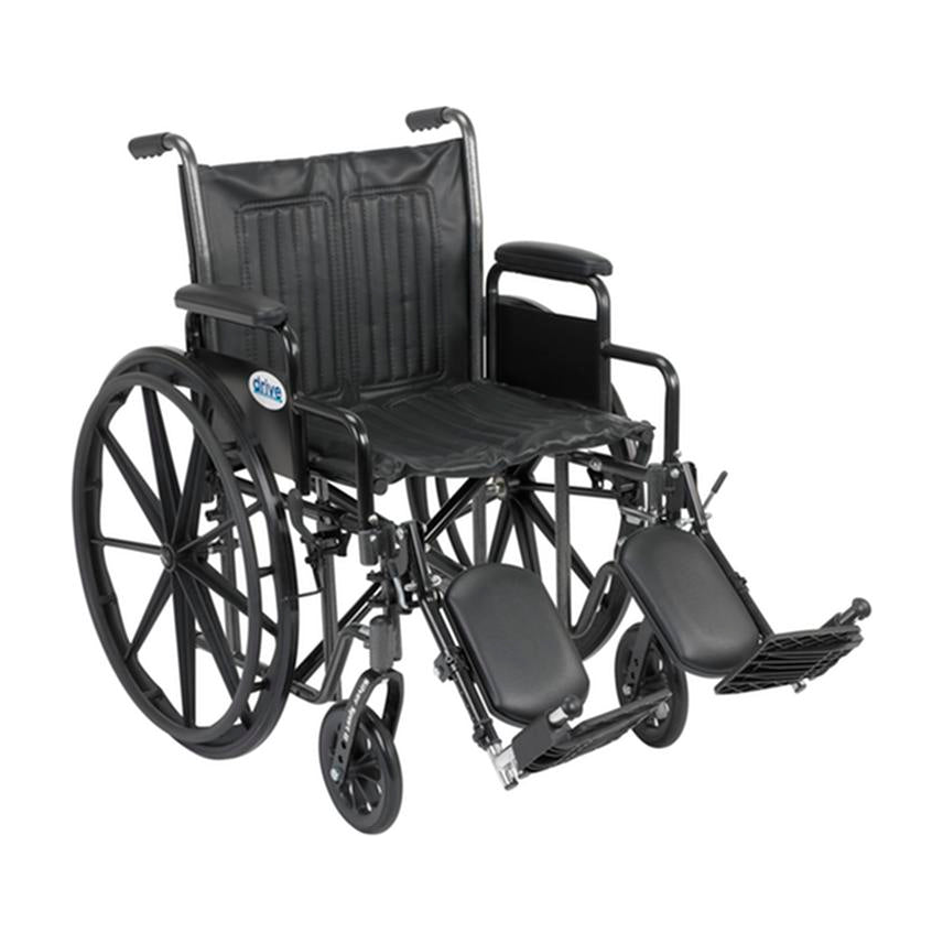 EA/1 SILVER SPORT 2 WHEELCHAIR, DETACHABLE DESK ARMS, ELEVATING LEG RESTS, 20" SEAT * Drive Medical item surcharge included in sell