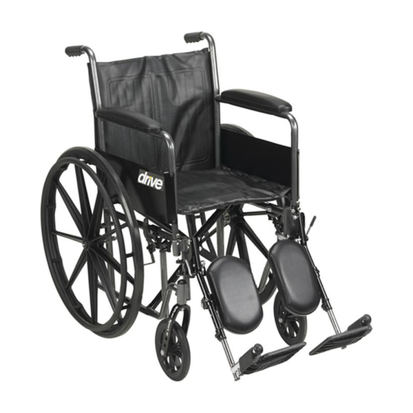 EA/1 SILVER SPORT 2 WHEELCHAIR, DETACHABLE FULL ARMS, ELEVATING LEG RESTS, 20" SEAT * Drive Medical item surcharge included in sell