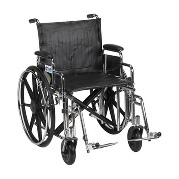 EA/1 SENTRA EXTRA HEAVY DUTY WHEELCHAIR, DETACHABLE DESK ARMS, SWING AWAY FOOTRESTS, 20" SEAT * Drive Medical item surcharge included in sell