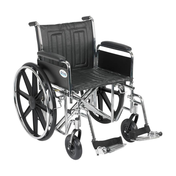 EA/1 SENTRA EC HEAVY DUTY WHEELCHAIR, DETACHABLE FULL ARMS, SWING AWAY FOOTRESTS, 20" SEAT * Drive Medical item surcharge included in sell
