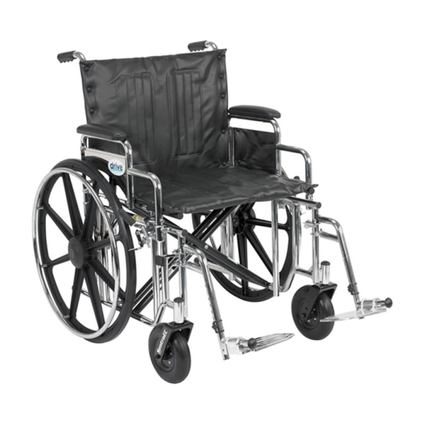 EA/1 SENTRA EXTRA HEAVY DUTY WHEELCHAIR, DETACHABLE DESK ARMS, SWING AWAY FOOTRESTS, 22" SEAT * Drive Medical item surcharge included in sell