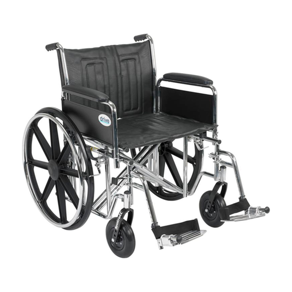 EA/1 SENTRA EC HEAVY DUTY WHEELCHAIR, DETACHABLE FULL ARMS, SWING AWAY FOOTRESTS, 22" SEAT * Drive Medical item surcharge included in sell