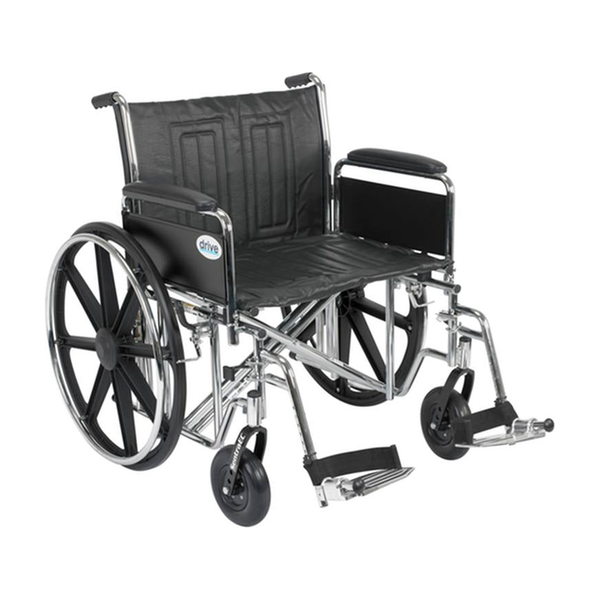 EA/1 SENTRA EC HEAVY DUTY WHEELCHAIR, DETACHABLE FULL ARMS, SWING AWAY FOOTRESTS, 24" SEAT * Drive Medical item surcharge included in sell