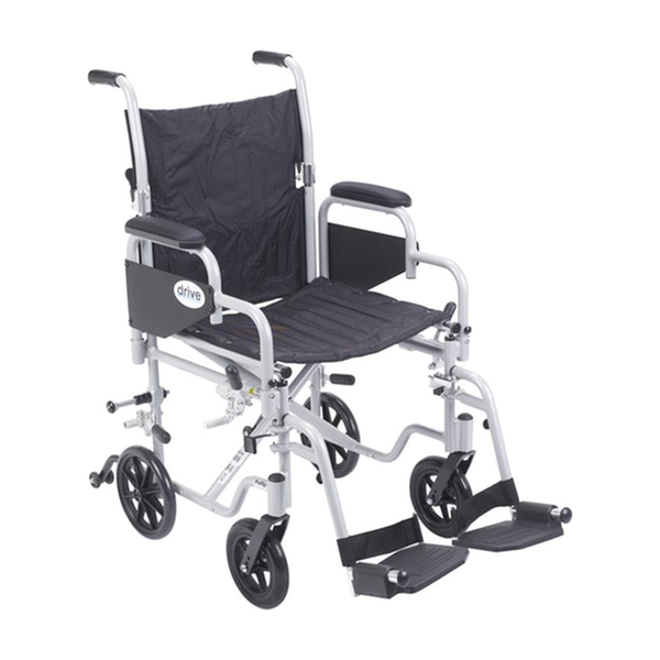 EA/1 POLY FLY LIGHT WEIGHT TRANSPORT CHAIR WHEELCHAIR WITH SWING AWAY FOOTRESTS, 18" SEAT * Drive Medical item surcharge included in sell