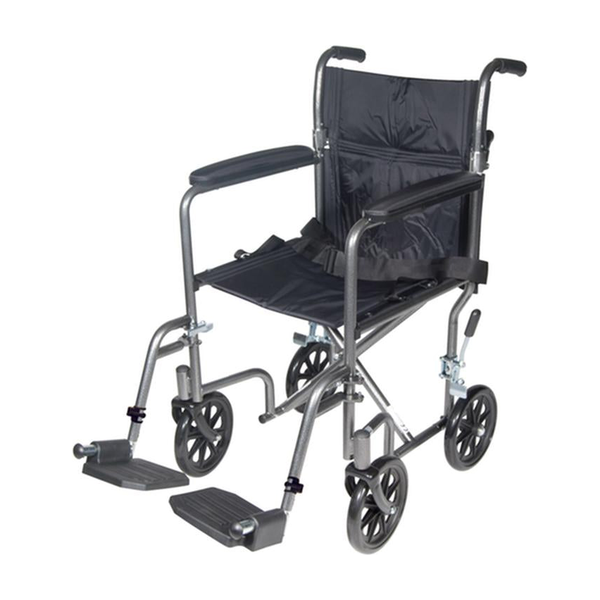 EA/1 LIGHTWEIGHT STEEL TRANSPORT WHEELCHAIR, FIXED FULL ARMS, 17" SEAT * Drive Medical item surcharge included in sell