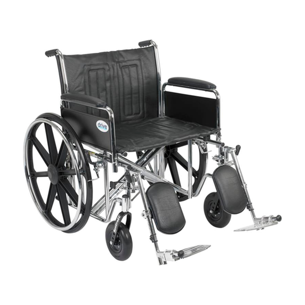 EA/1 SENTRA EC HEAVY DUTY WHEELCHAIR, DETACHABLE FULL ARMS, ELEVATING LEG RESTS, 24" SEAT * Drive Medical item surcharge included in sell