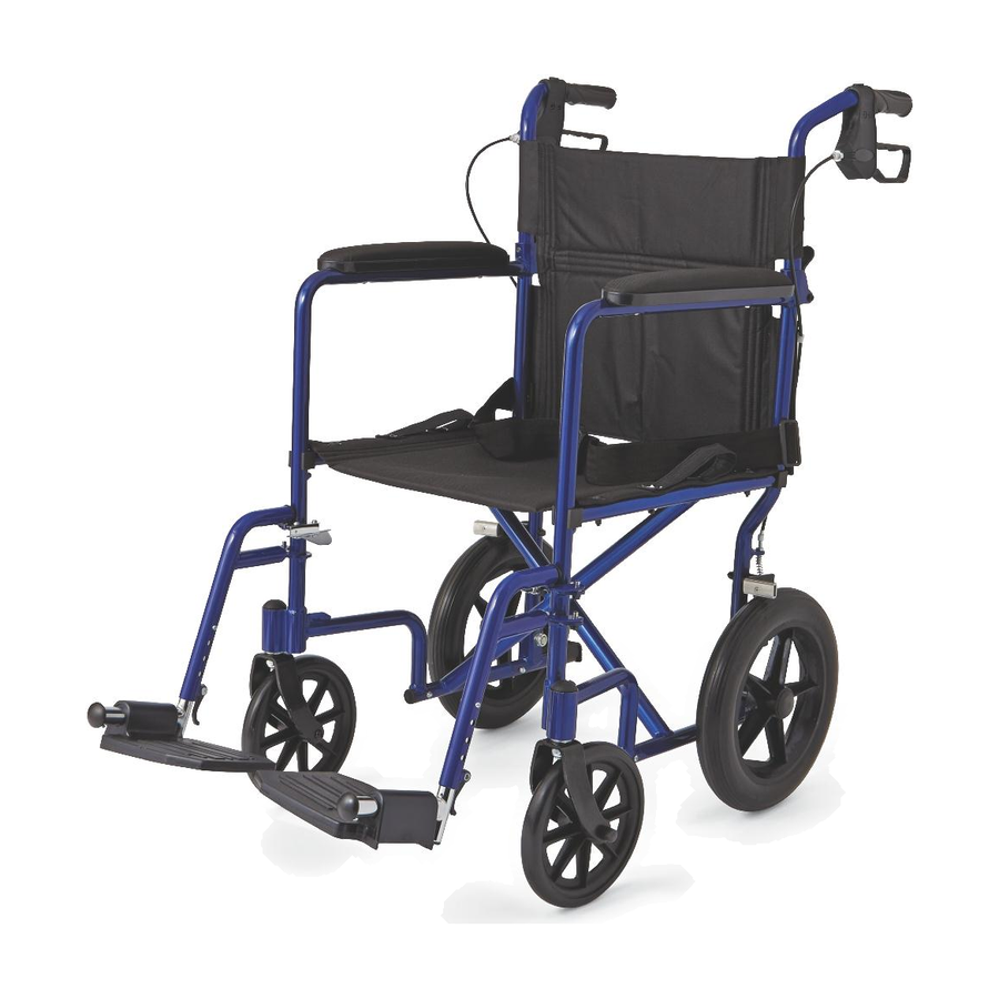 EA/1 ALUMINIUM TRANSPORT CHAIR WITH 12" WHEELS , BLUE Heavy Item