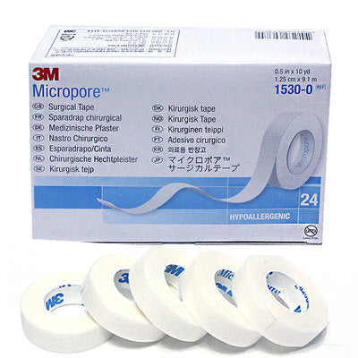 BX/24 TAPE MICROPORE 1/2IN X 10YRDS WHITE