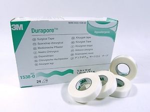 BX/24 DURAPORE SURGICAL TAPE 1/2" X 10YD SILK-LIKE CLOTH HYPOALLERGENIC HIGH-STRETCH BIDIRECTIONAL T