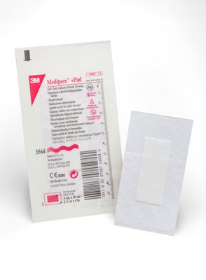 BX/50 MEDIPORE+ PAD SOFT CLOTH ADHESIVE ISLAND WOUND DRESSING W/ NON-ADHERENT PAD 4 X 2 3/8" STERIL