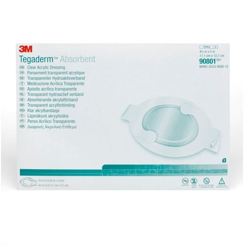 BX/10 TEGADERM ABSORBENT CLEAR ACRYLIC DRESSING 5" X 4.4" OVAL HYPOALLERGENIC ADHERENT FILM BORDER L