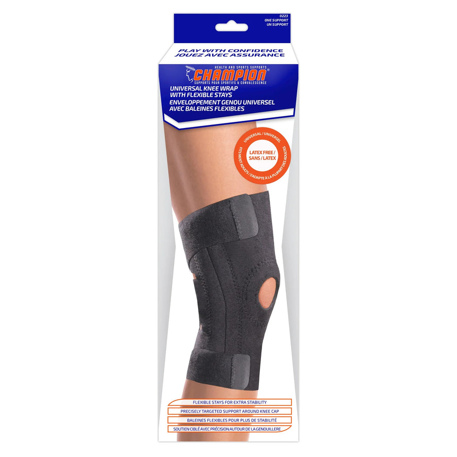 EA/1 CHAMPION UNIVERSAL KNEE WRAP W/ FLEXIBLE STAYS ONE SIZE 13" - 17 1/2" More info...
