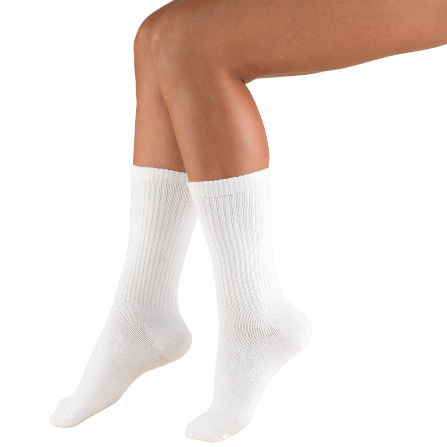 PR/1 TRUSOFT DIABETIC 8-15MMHG CREW SOCK WHITE LG (M: 10 1/2 - 12) (W: 11 1/2 - 13) UNISEX LTX-FREE