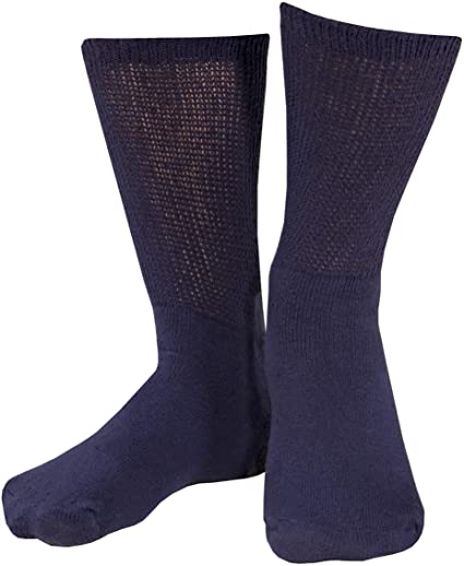 PR/3 COMFORT CARE CASUAL NO COMPRESSION LOOSE FIT TOP CREW LENGTH DIABETIC SOCK NAVY SMALL (MEN: 4-6