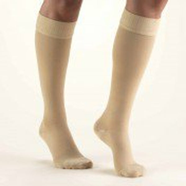 PR/1 TRUFORM MEN'S 8-15MMHG DRESS-STYLE KNEE-HIGH XL (12 & OVER SHOE) TAN COMPRESSION SOCK LATEX-FRE