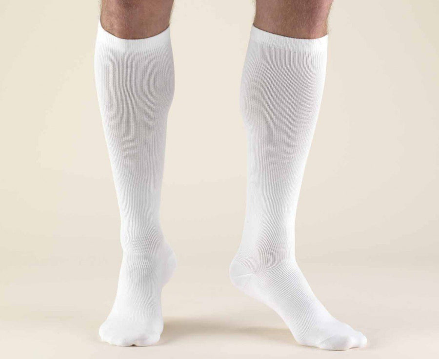 PR/1 TRUFORM MEN'S DRESS 15-20MMHG KNEE-HIGH CLOSED TOE SOCKS LARGE (15 1/2 - 18") WHITE LATEX-FREE