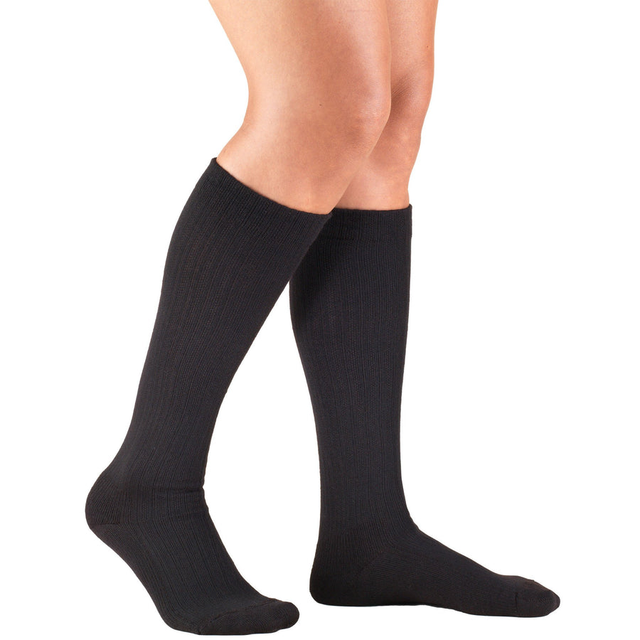 PR/1 LADIES CASUAL COMPRESSION SOCKS, KNEE HIGH 15-20 MMHG, BLACK, LARGE