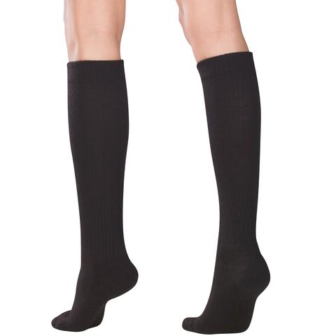 PR/1 LADIES CASUAL COMPRESSION SOCKS, KNEE HIGH 15-20 MMHG, BLACK, MEDIUM