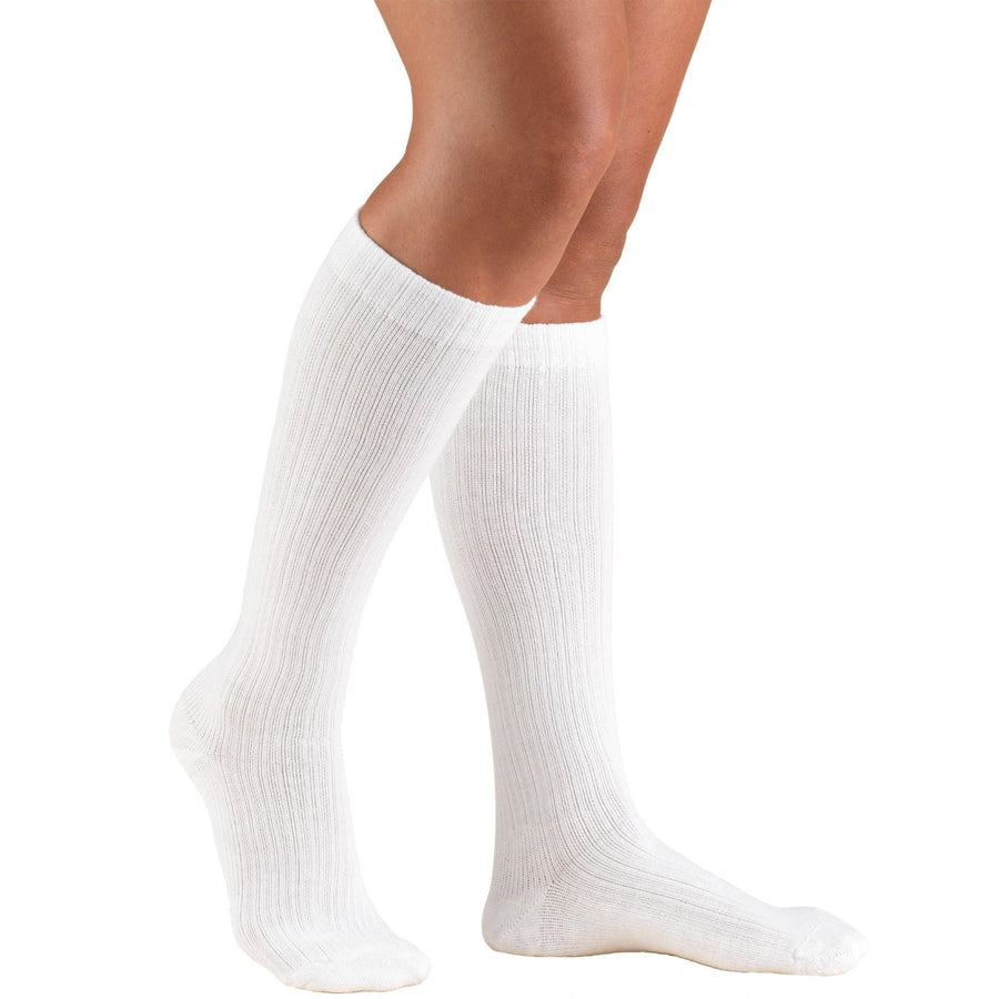 PR/1 LADIES CASUAL COMPRESSION SOCKS,KNEE HIGH 15-20 MMHG,WHITE, LARGE