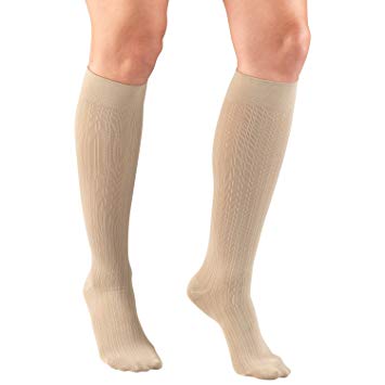 PR/1 TRUFORM LADIES' 15-20MMHG RIB-PATTERN KNEE-HIGH COMPRESSION SOCKS SMALL TAN LATEX-FREE