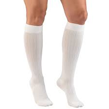 PR/1 TRUFORM LADIES' 15-20MMHG RIB-PATTERN KNEE-HIGH COMPRESSION SOCKS MEDIUM (13 1/2" - 16") WHITE