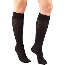 PR/1 LADIES COMPRESSION SOCKS 15-20 MMHG CABLE BLACK, X-LARGE