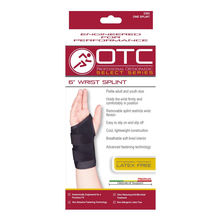 EA/1 OTC 6" MAX WRIST SPLINT PETITE RIGHT XS (4 1/2-5 1/2") LOW CONTOUR & FASTENERS BLACK LTX-FREE