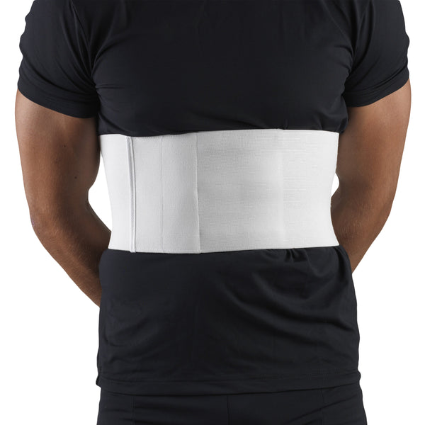EA/1 OTC MINIMUM ELASTIC MEN'S 6" RIB BELT X-LARGE (41-44") WRAP-AROUND HOOK & LOOP CLOSURE WHITE LA