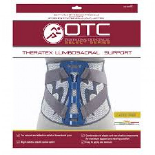EA/1 OTC THERATEX RIGID LUMBOSACRAL SUPPORT M (33-36") 12" BACK W/ SPINE SPLINT ELASTIC W/ NON-ELAST