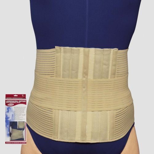 EA/1 OTC MEDIUM LUMBOSACRAL SUPPORT W/ ABDOMINAL UPLIFT LG (37-40") 7" FRONT & 12" BACK ELASTIC BELT